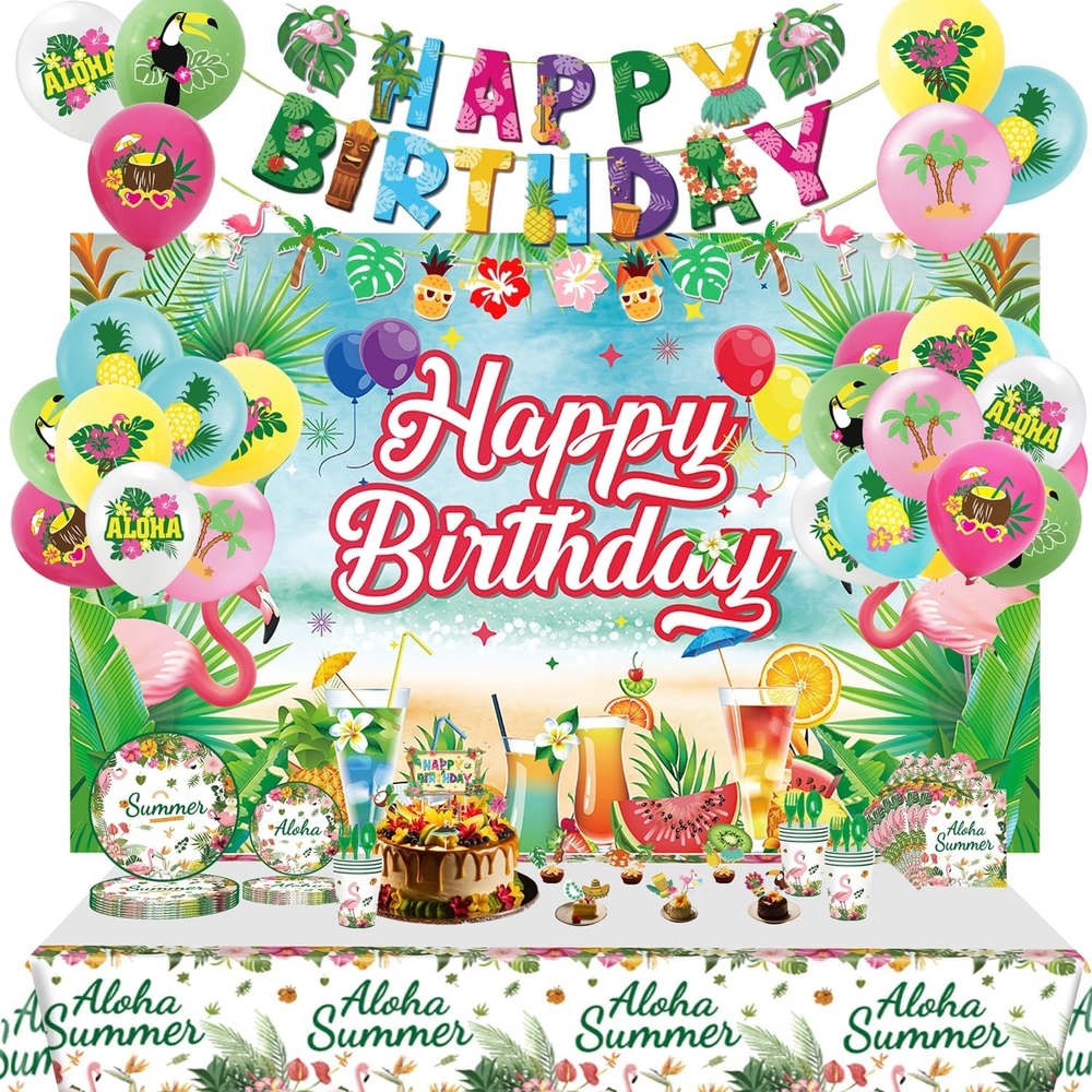 Tropical Aloha Birthday Party Supplies Disposable Tableware Set